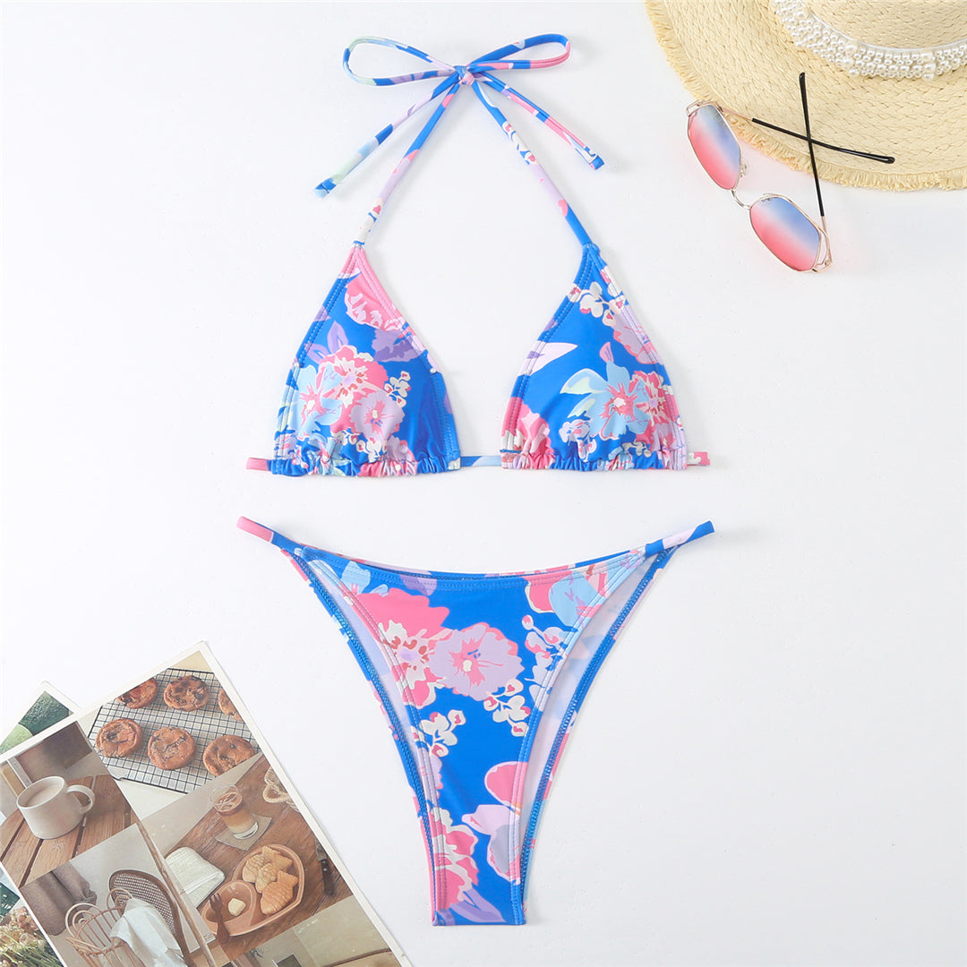 Jean Flowers Floral Brazilian Bikini