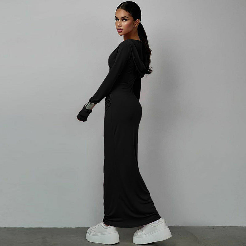 Ellen V Neck Hooded Maxi Dress