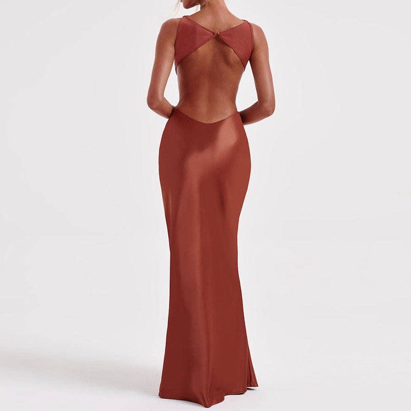 Regina Satin Backless Bodycon Sexy Maxi Dress