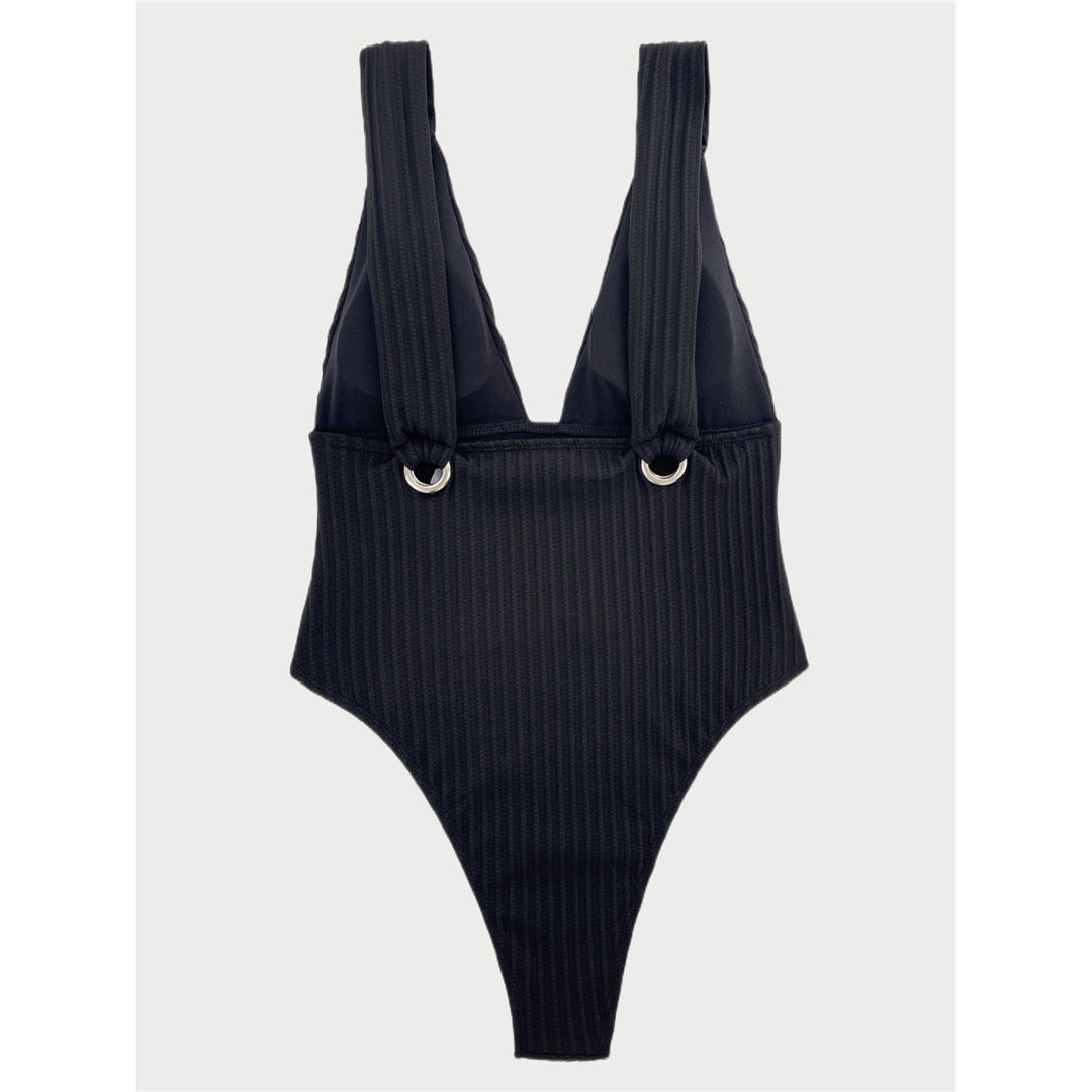 Jill Sexy Deep V Neck Ribbed Monokini