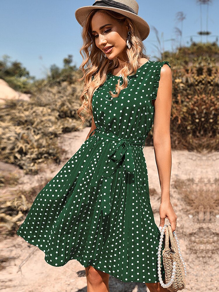 Pamela Summer Polka Dot Midi Dress