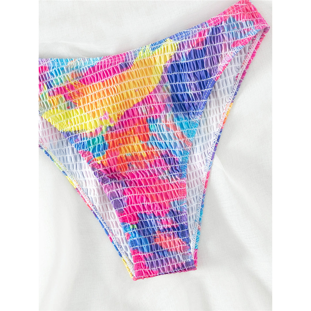 Dawn Printed Bandeau Wrinkled V Shaped Bikini