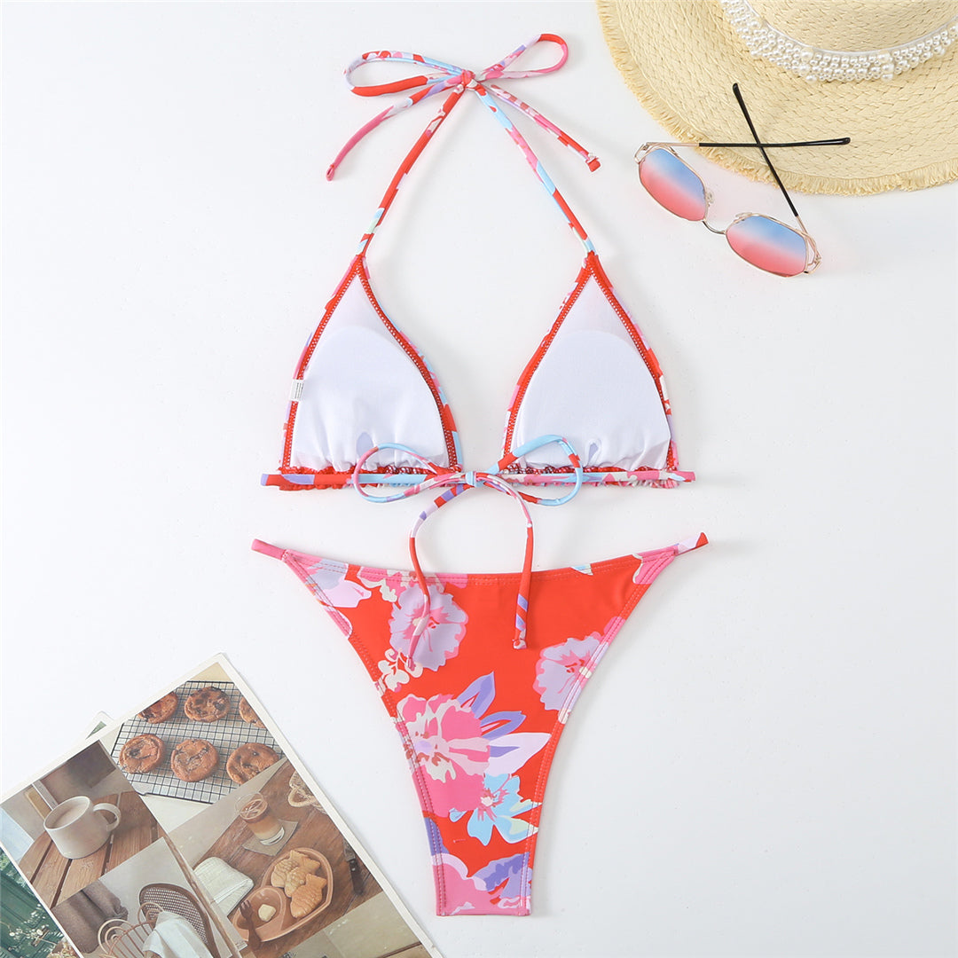 Jean Flowers Floral Brazilian Bikini