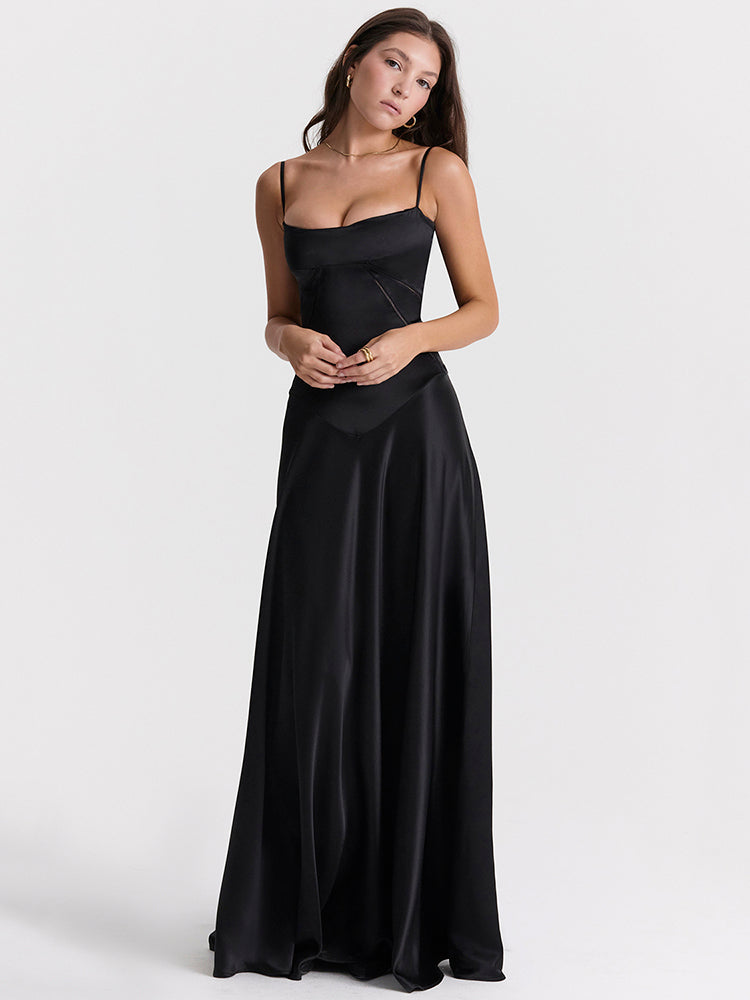 Miranda Lace-up Satin Maxi Dress