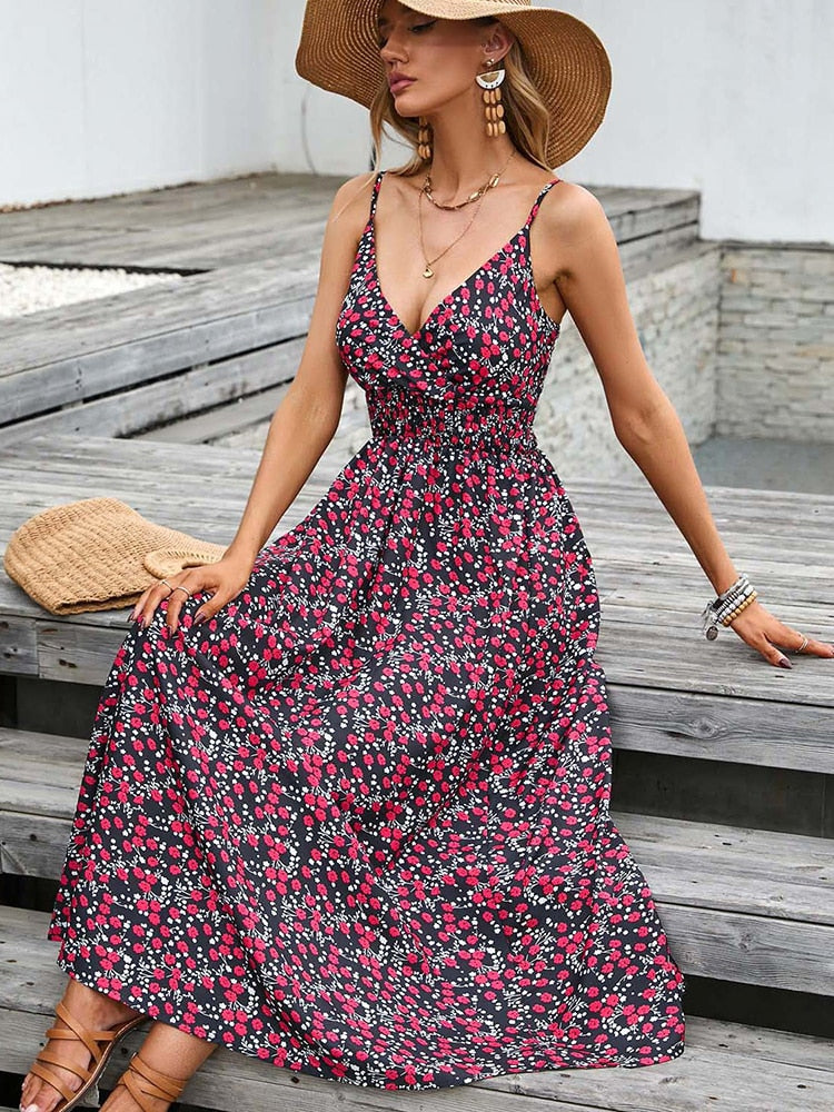 Alice Floral Casual Backless Long Dress