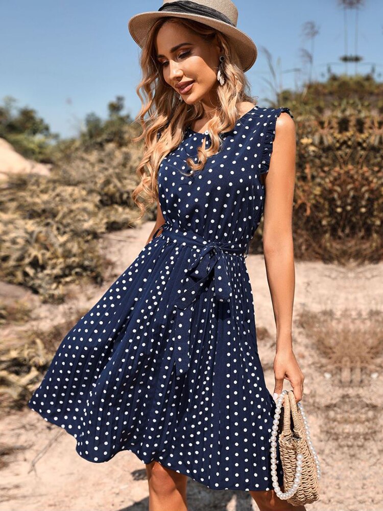 Pamela Summer Polka Dot Midi Dress