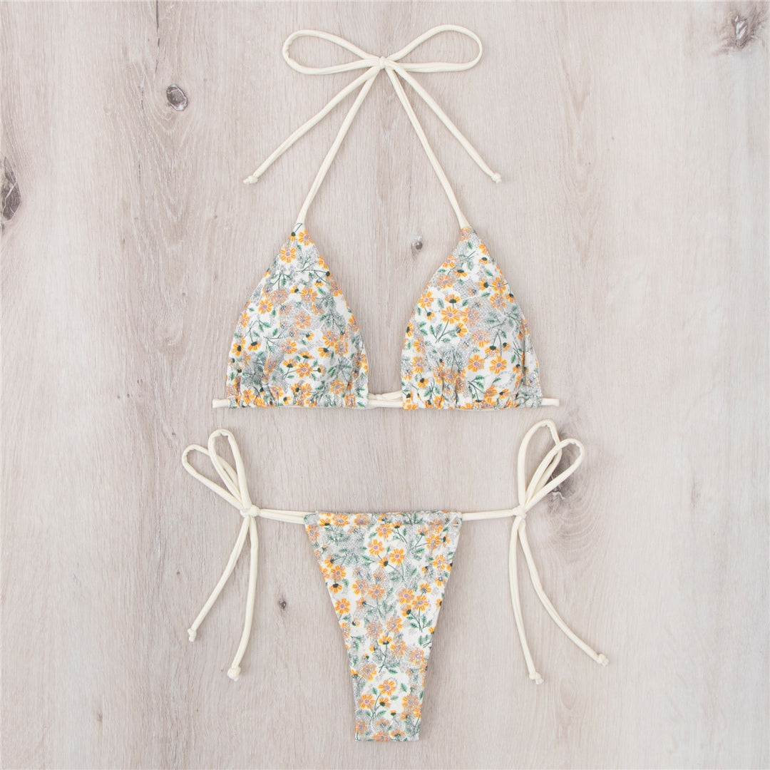 Lydia Printed Halter Strappy Bikini