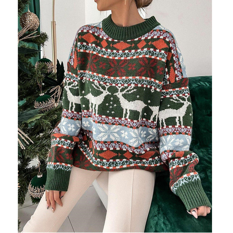 Rita New Year Christmas Loose O-neck Women Pullover