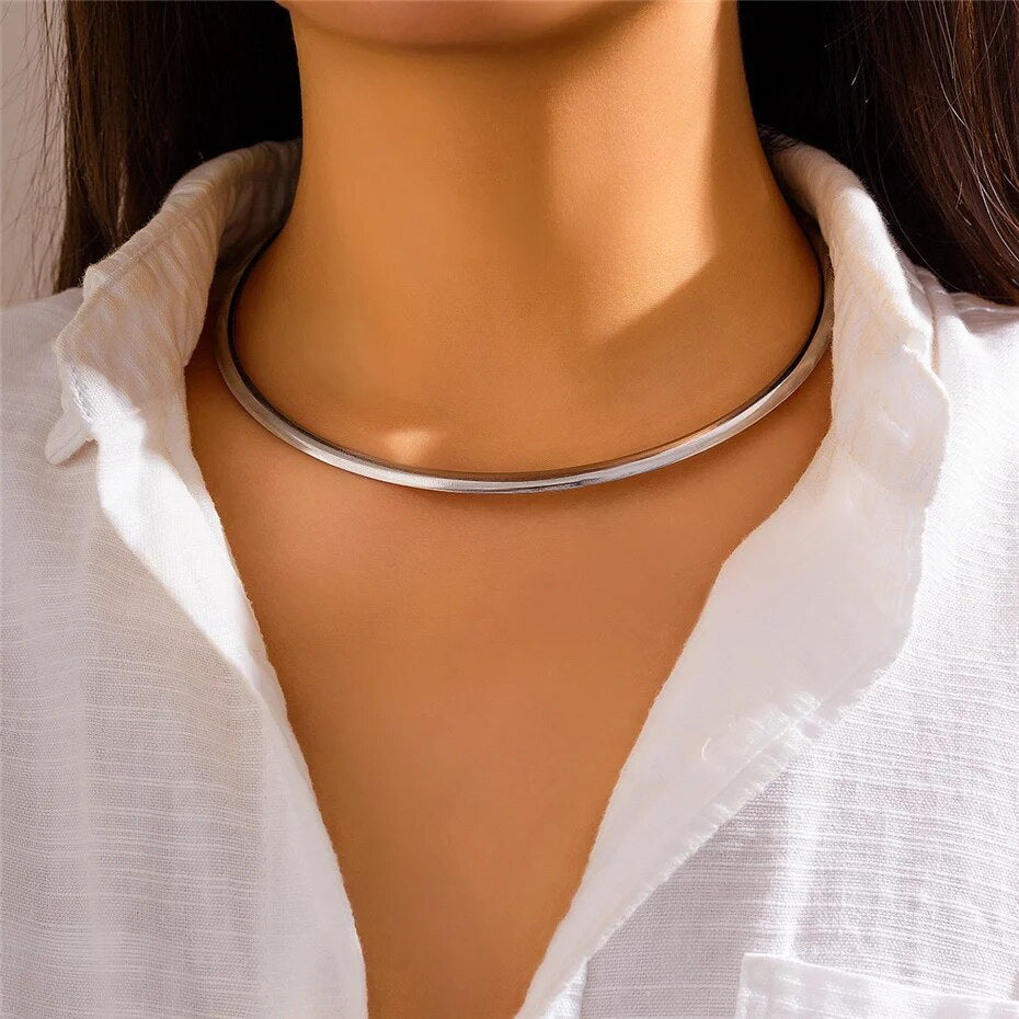 Fiona Vintage Iron Metal Torques Choker Necklace