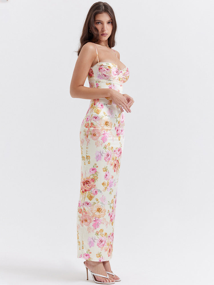 Nikki Spaghetti Strap Print Maxi Dress