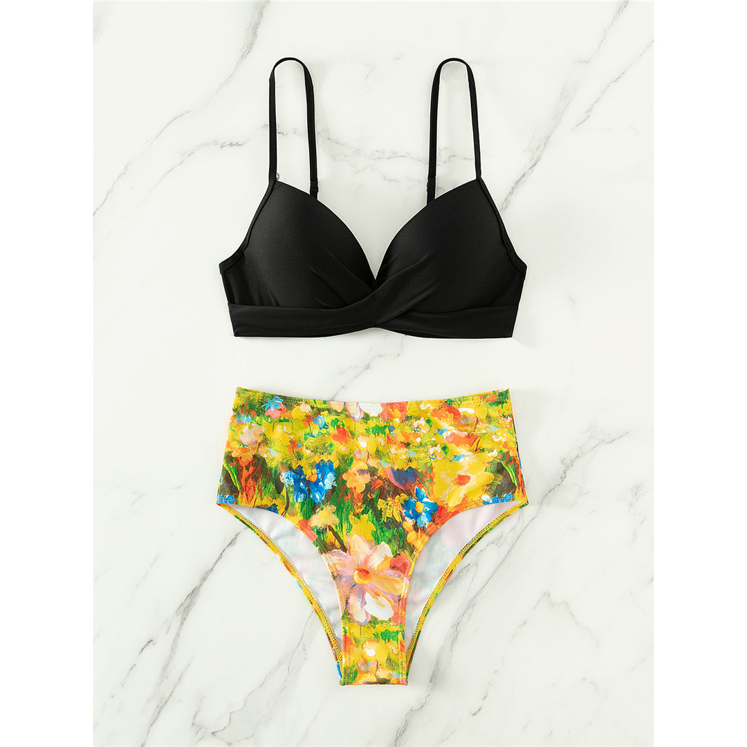 Marilyn Printed With Bra Cup High Waist Bikini