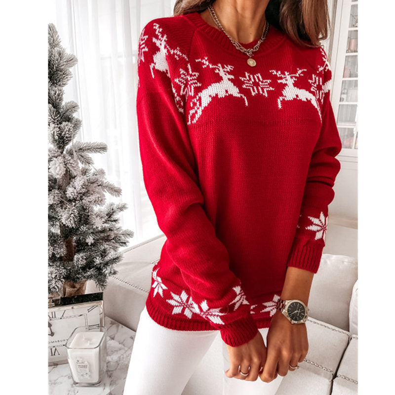 Debbie Knitted O-neck Loose Women Sweater