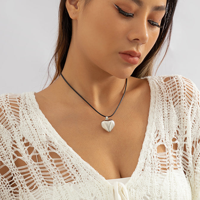 Sophie Velvet Big Heart Pendant Choker Necklace