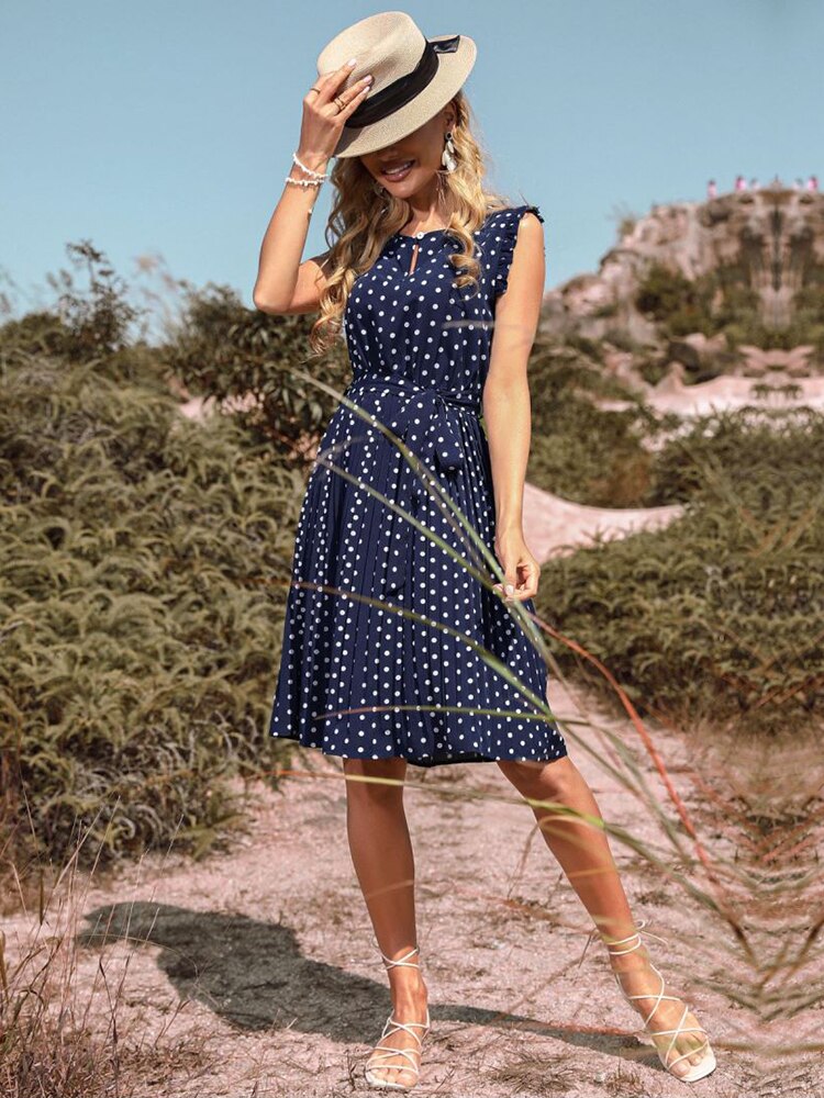 Pamela Summer Polka Dot Midi Dress