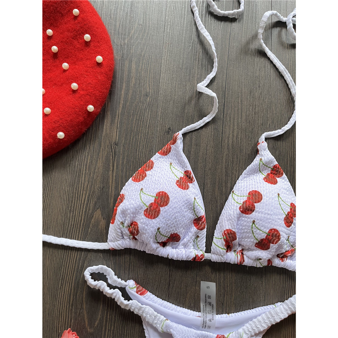 Lucy Printed Mini Micro Thong Halter Bikini