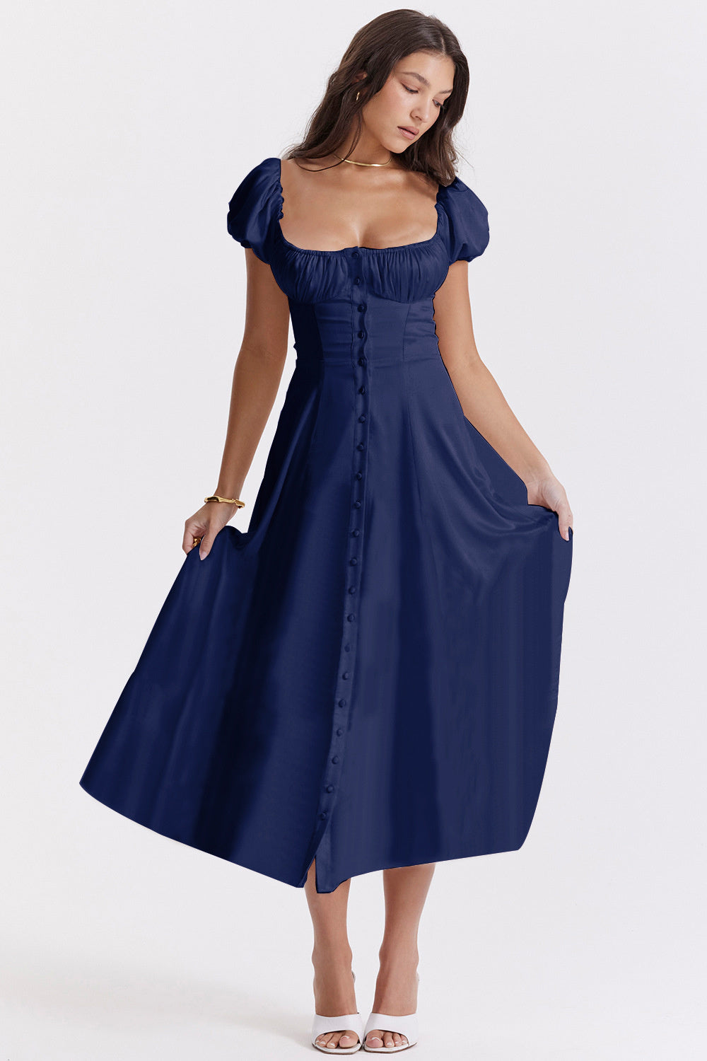 Paris Puff Sleeve Midi Dress