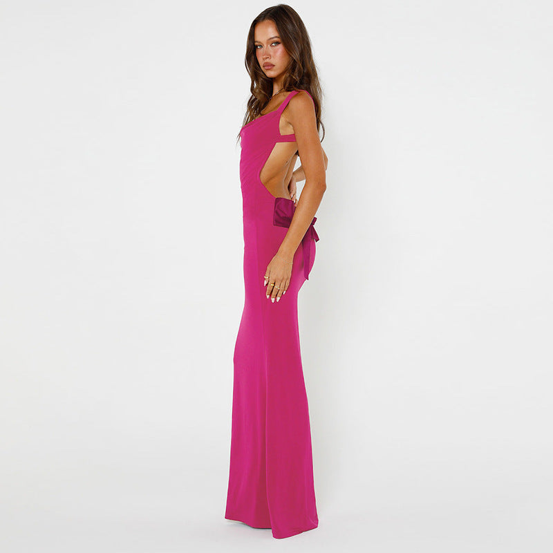 Lillian Bow Backless Bodycon Maxi Dress