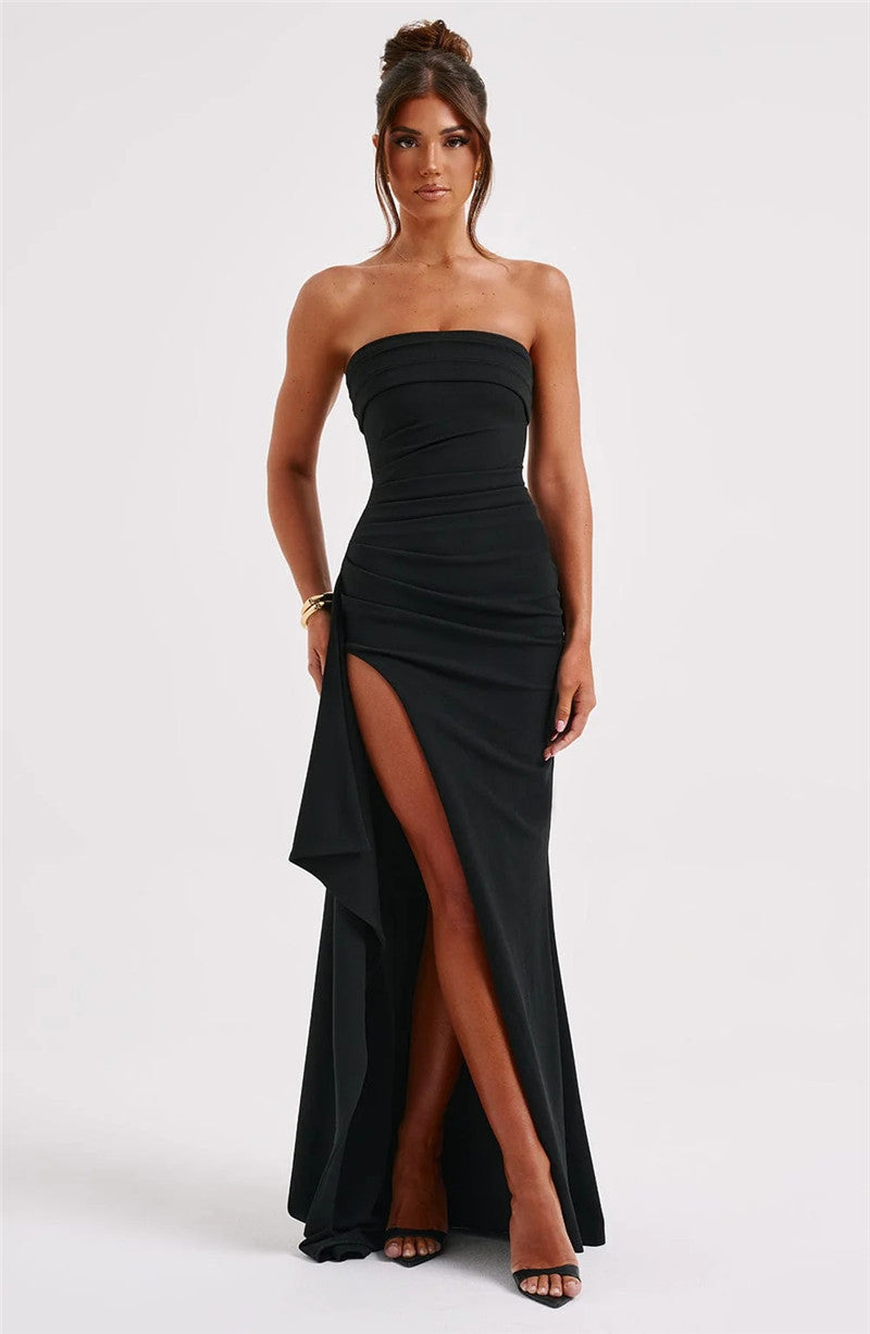 Terri Strapless Backless High Split Maxi Dress