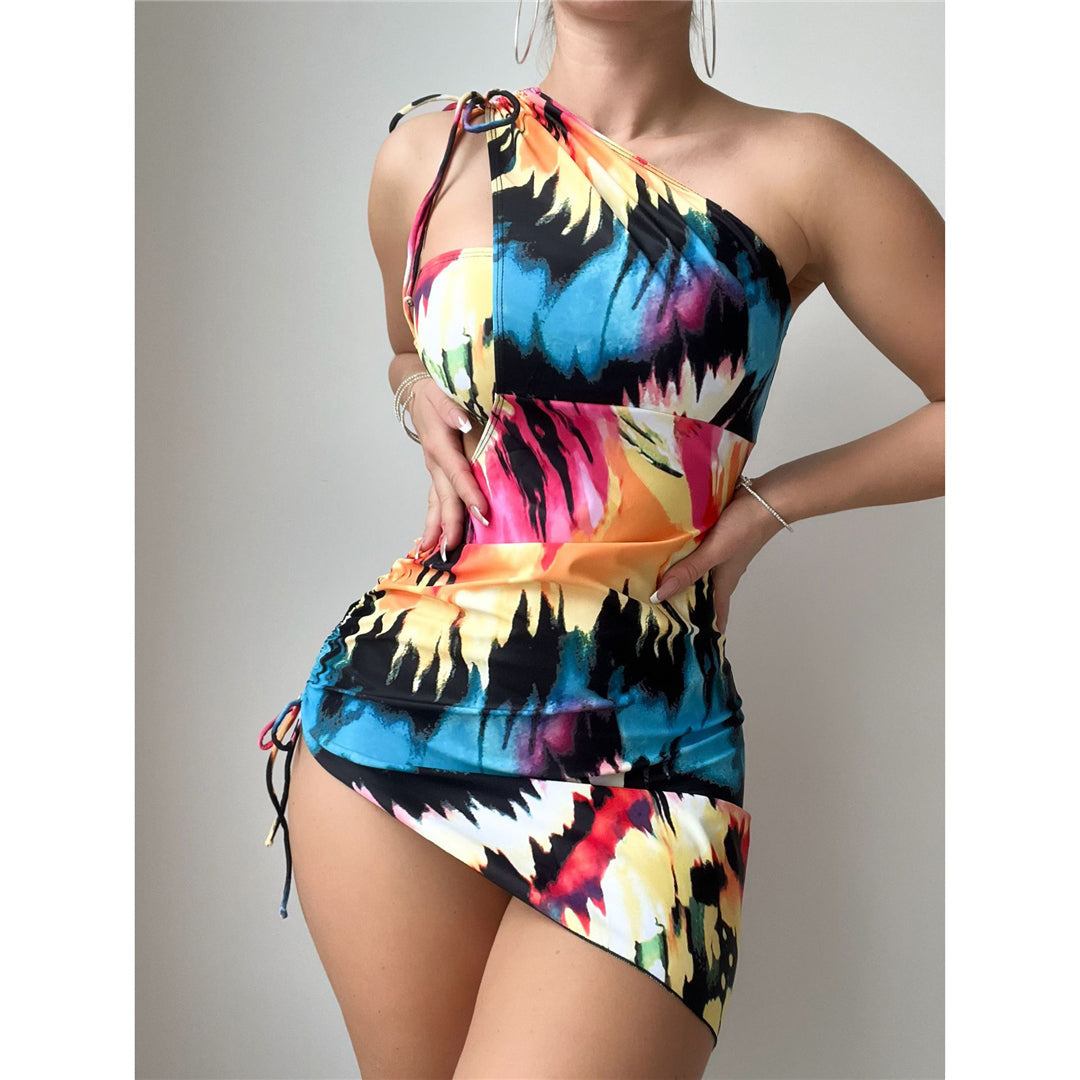 Melanie With Dress Printed Bandeau Bikini