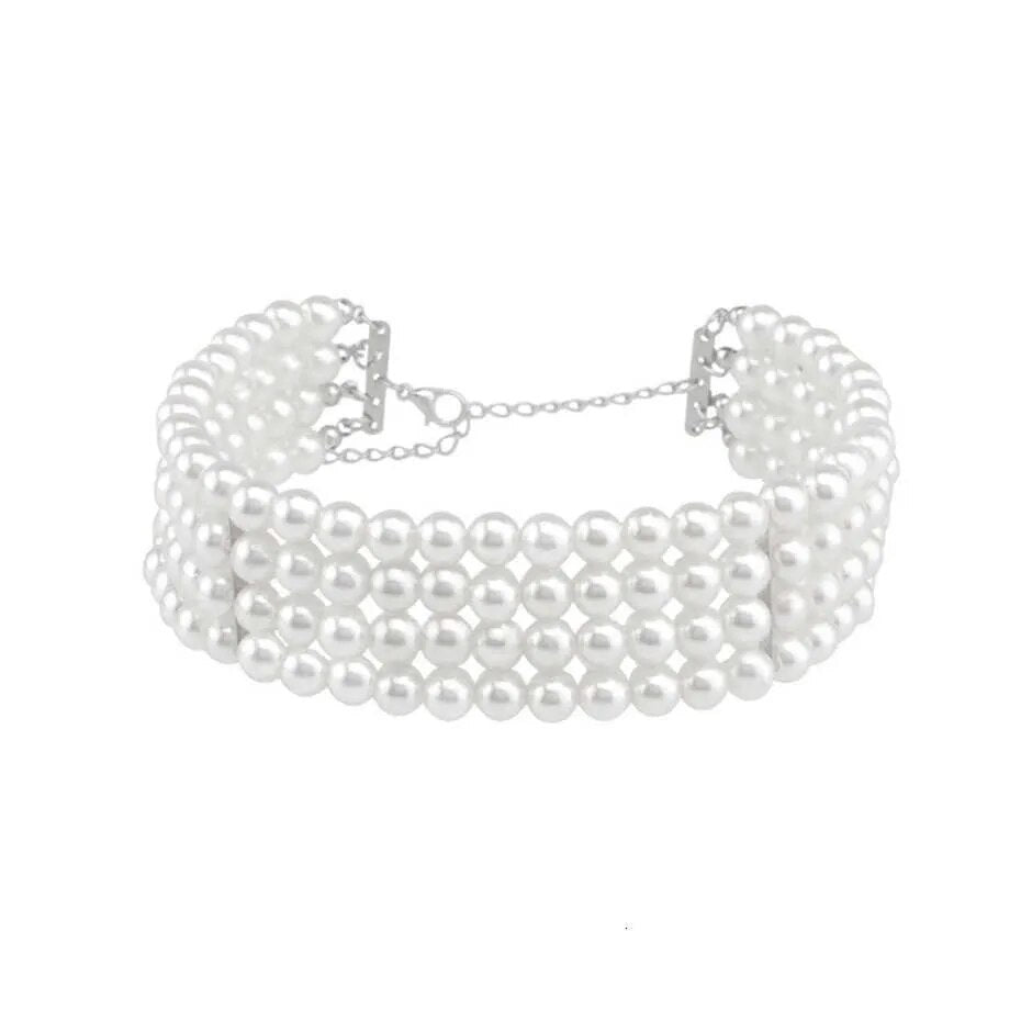 Lori Multilayer White Pearl Choker Necklace