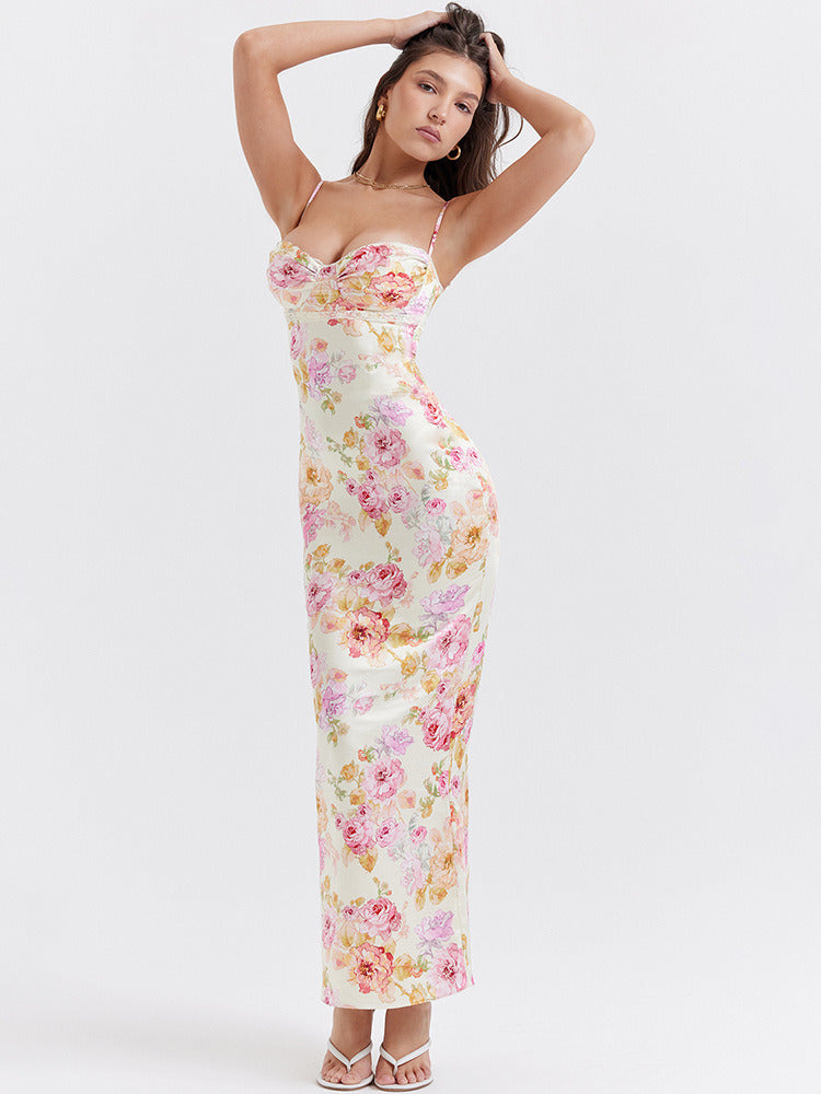 Nikki Spaghetti Strap Print Maxi Dress