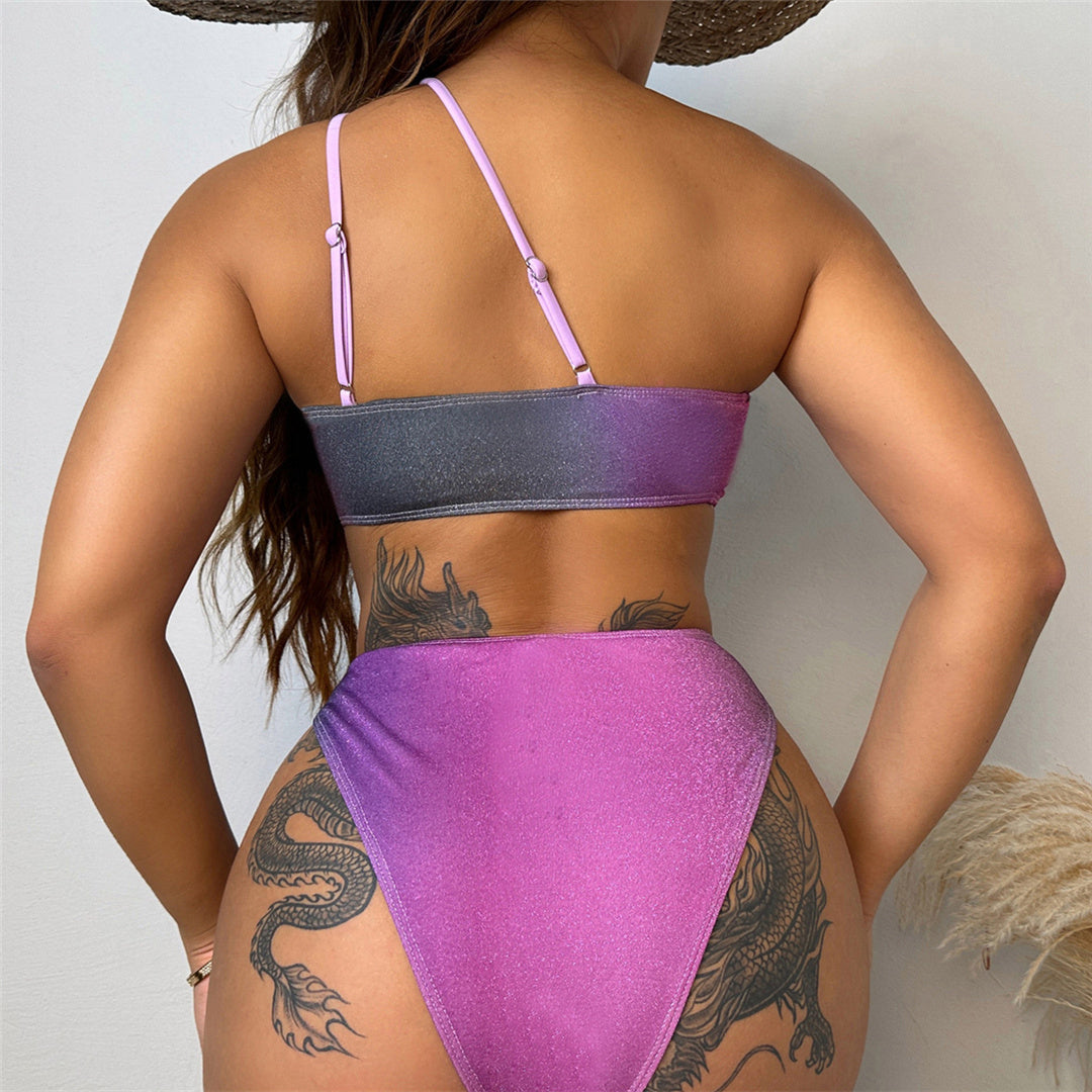 Vanessa Gradient One Shoulder Brazilian Bikini