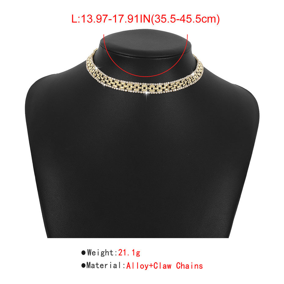 Ann Rhinestones Square Chain Necklace