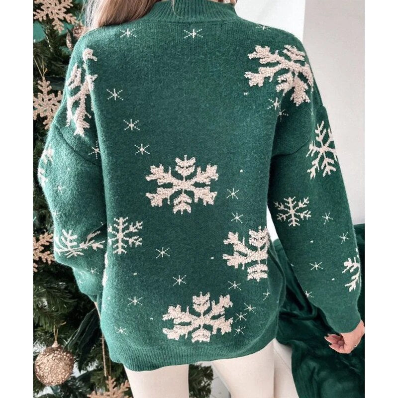 Jane Snowflake Print Warm Women Sweater