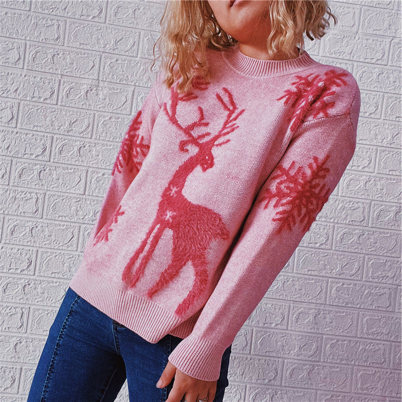 Renee Christmas O-neck Knitted Women Sweater