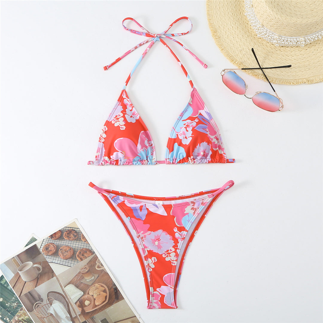 Jean Flowers Floral Brazilian Bikini