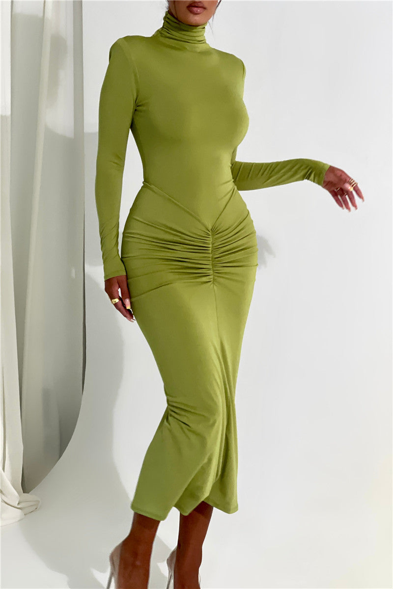 Janice Turtleneck Long Sleeve Bodycon Maxi Dress