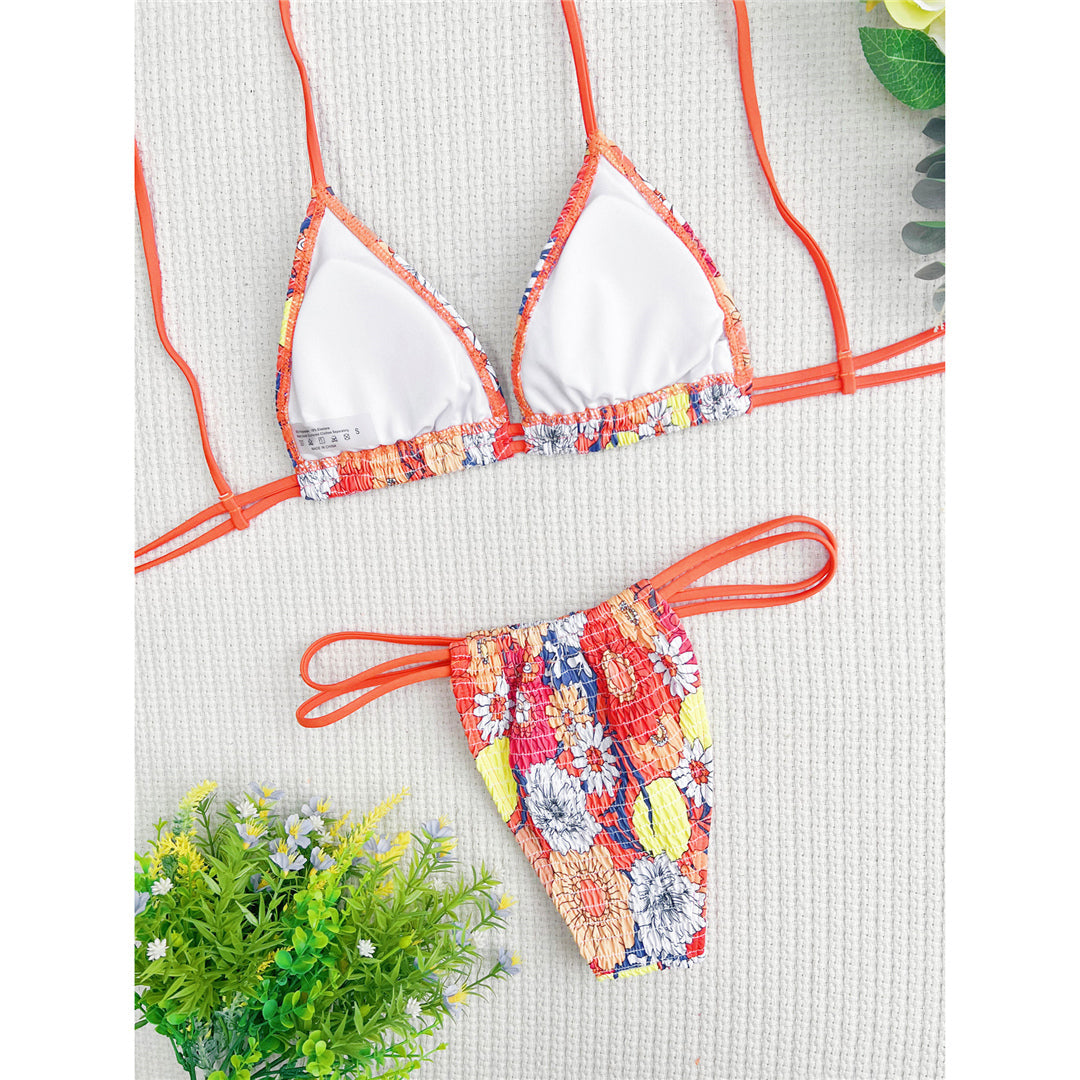 Ada Flower Printed Wrinkled Bikini