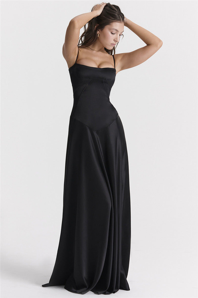 Miranda Lace-up Satin Maxi Dress