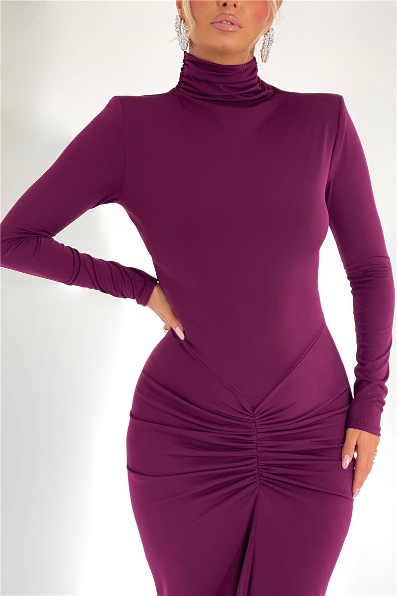 Janice Turtleneck Long Sleeve Bodycon Maxi Dress