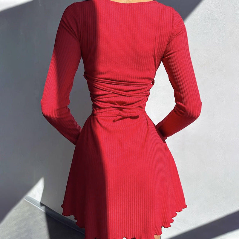 Tara Ribbed Long Sleeve Sexy Mini Dress