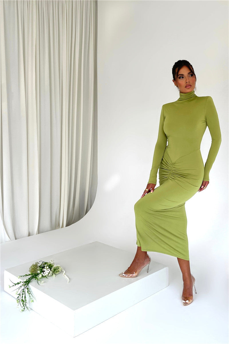 Janice Turtleneck Long Sleeve Bodycon Maxi Dress