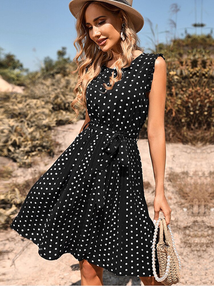 Pamela Summer Polka Dot Midi Dress