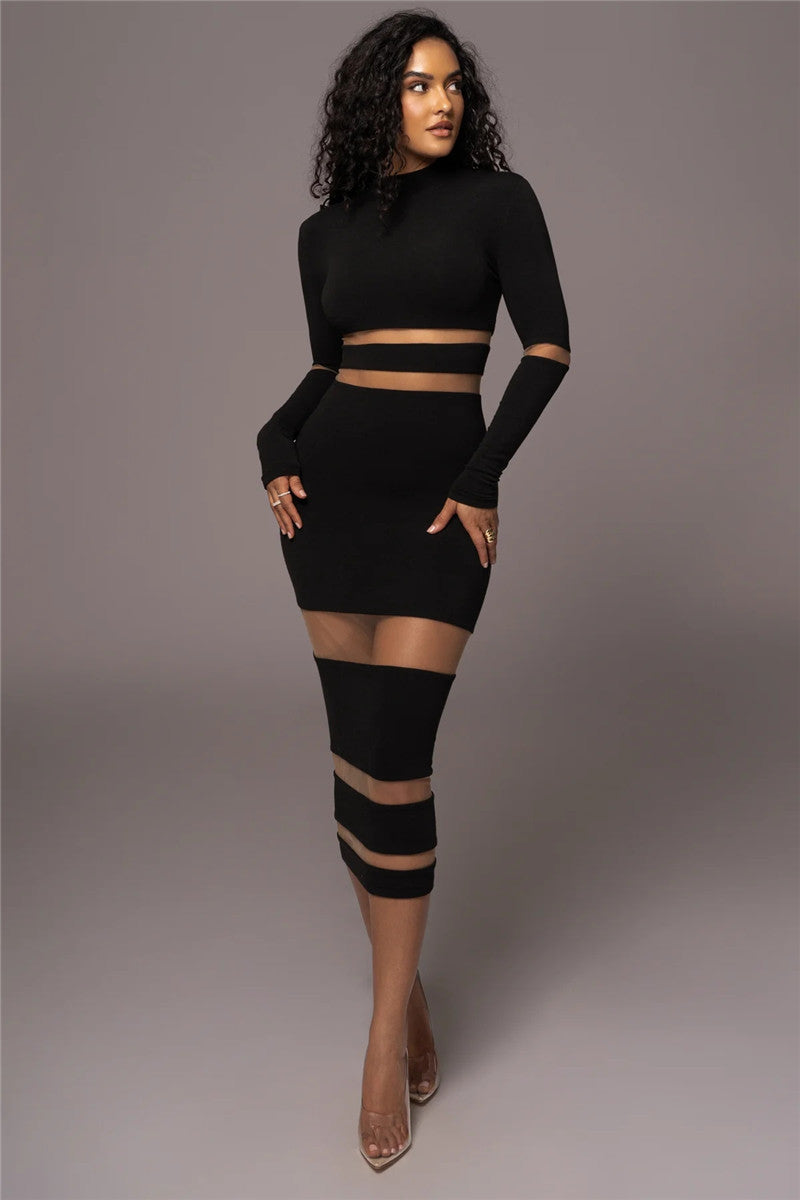 Heather Patchwork Bodycon Sexy Midi Dress