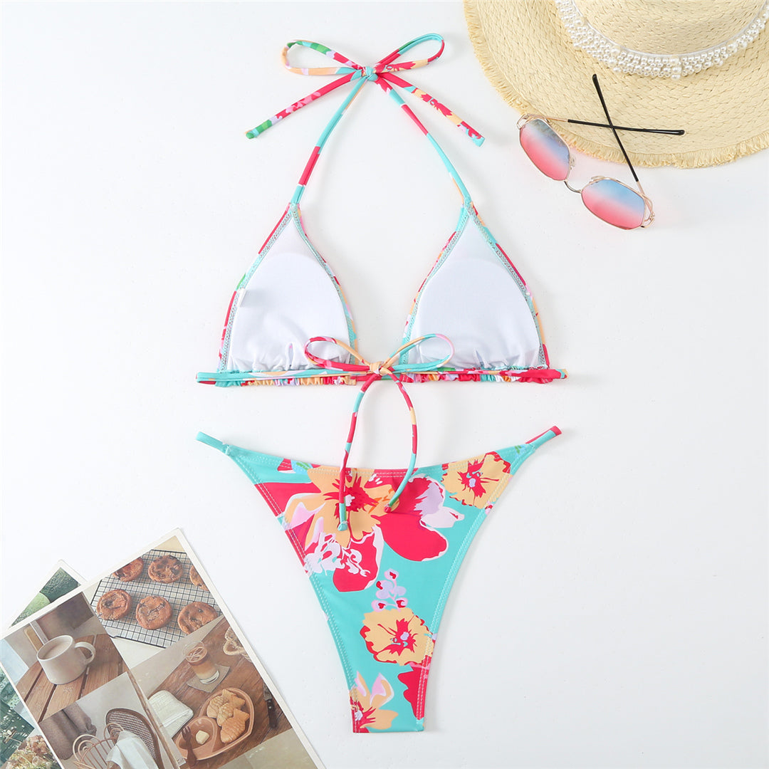 Jean Flowers Floral Brazilian Bikini