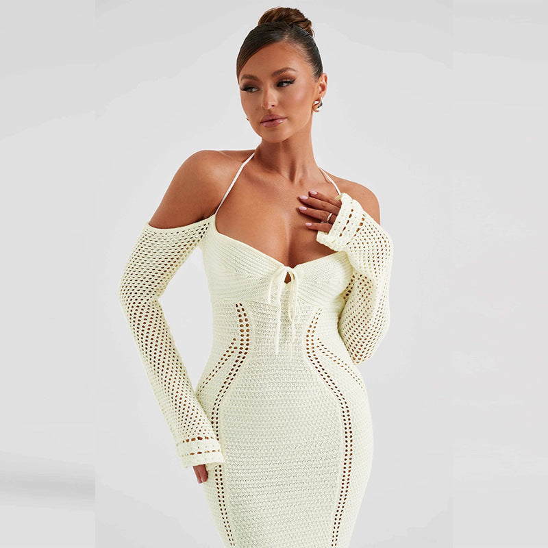 Claire Hollow Out Backless Knitted Sexy Maxi Dress