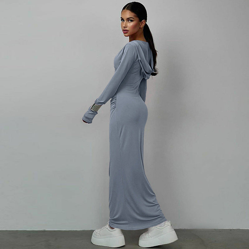 Ellen V Neck Hooded Maxi Dress