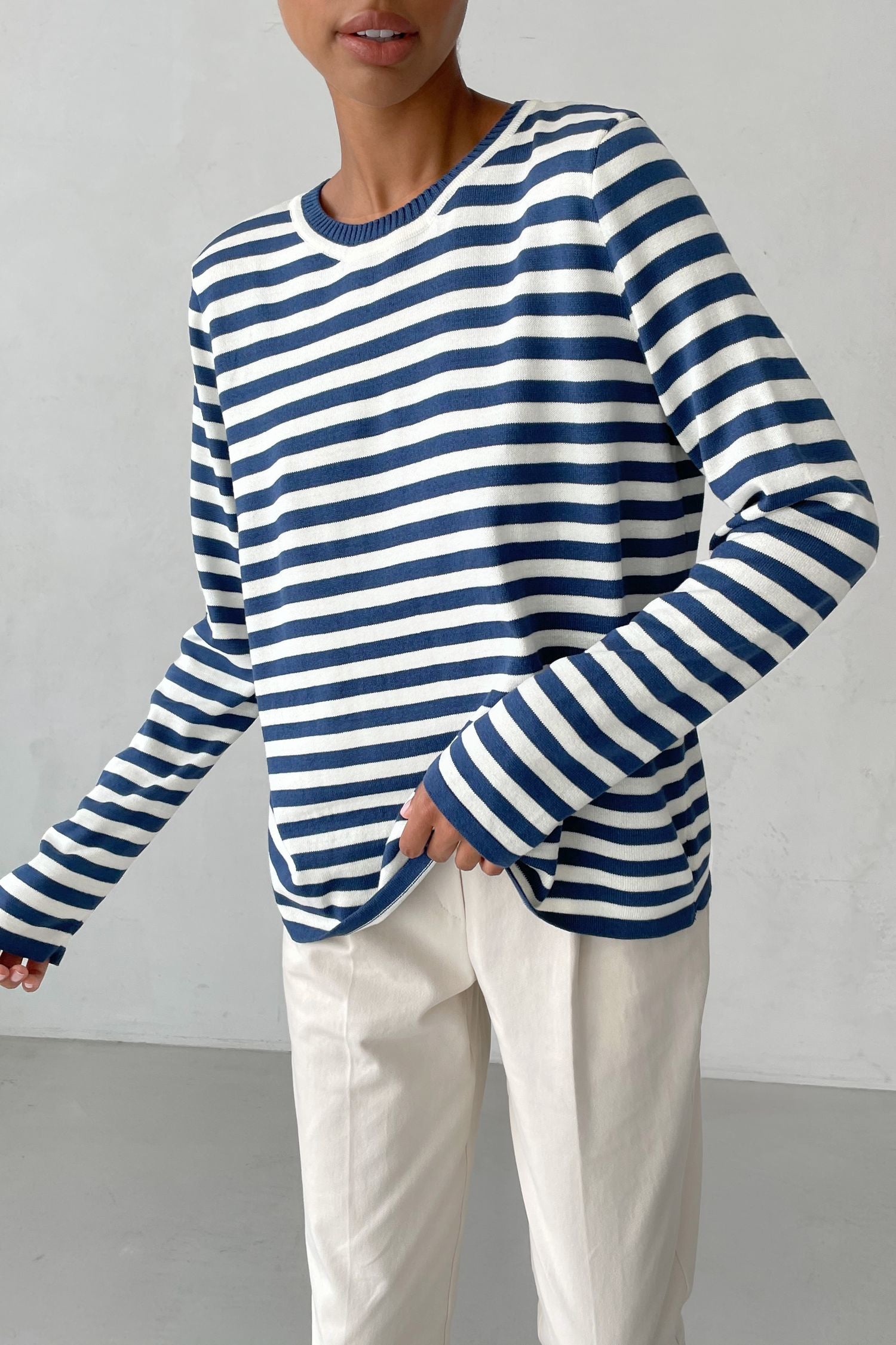 Cheryl Loose Casual Knitted Stripe Women Sweater