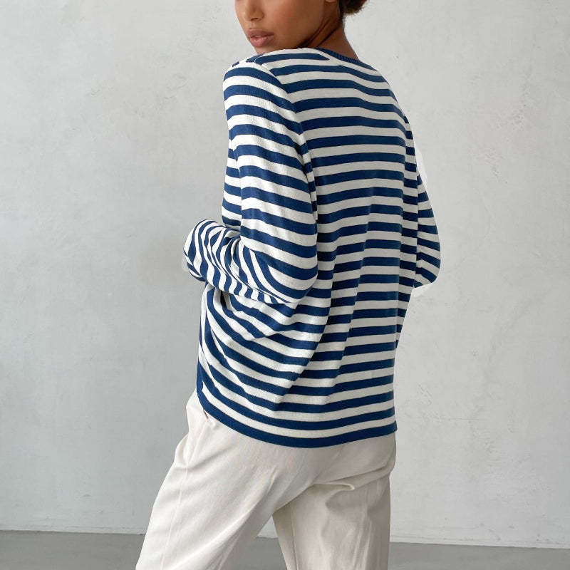 Cheryl Loose Casual Knitted Stripe Women Sweater