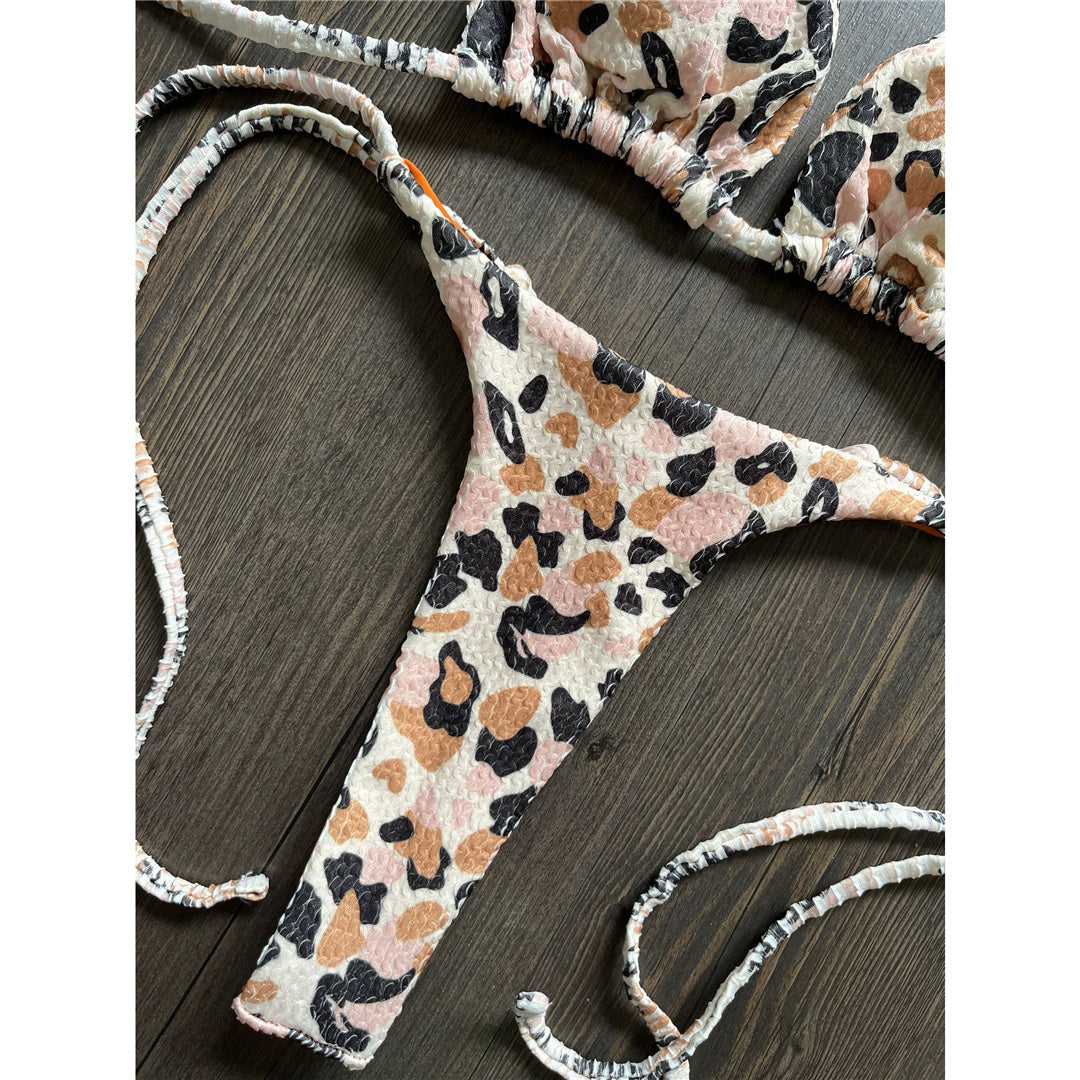 Lucy Printed Mini Micro Thong Halter Bikini