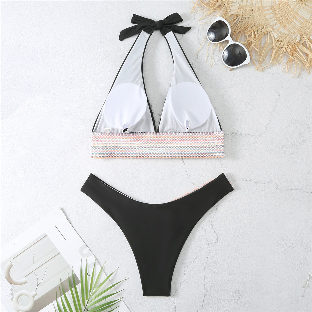 Carly Splicing Halter V Neck Bikini