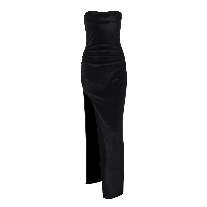 Martha Strapless Thigh High Split Maxi Dress