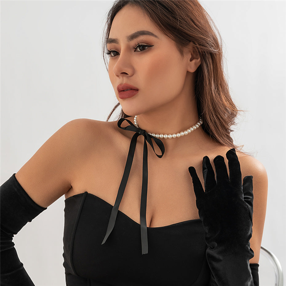 Rachel Velvet Ribbon Bowknot Choker Necklace