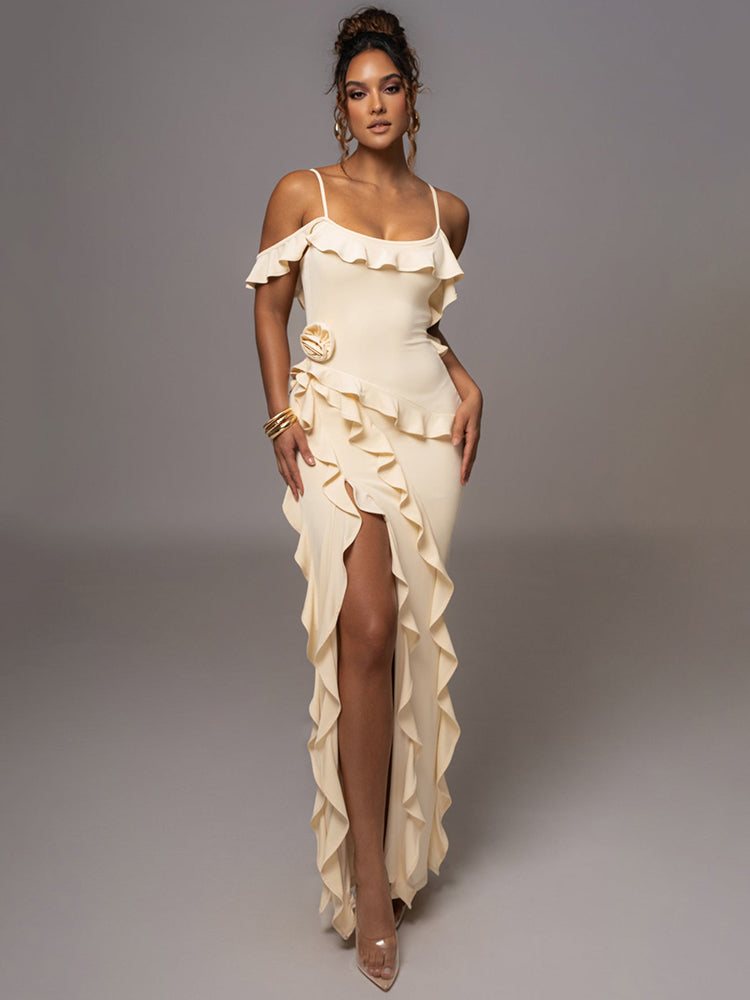 Tara Ruffle Sexy Maxi Dress