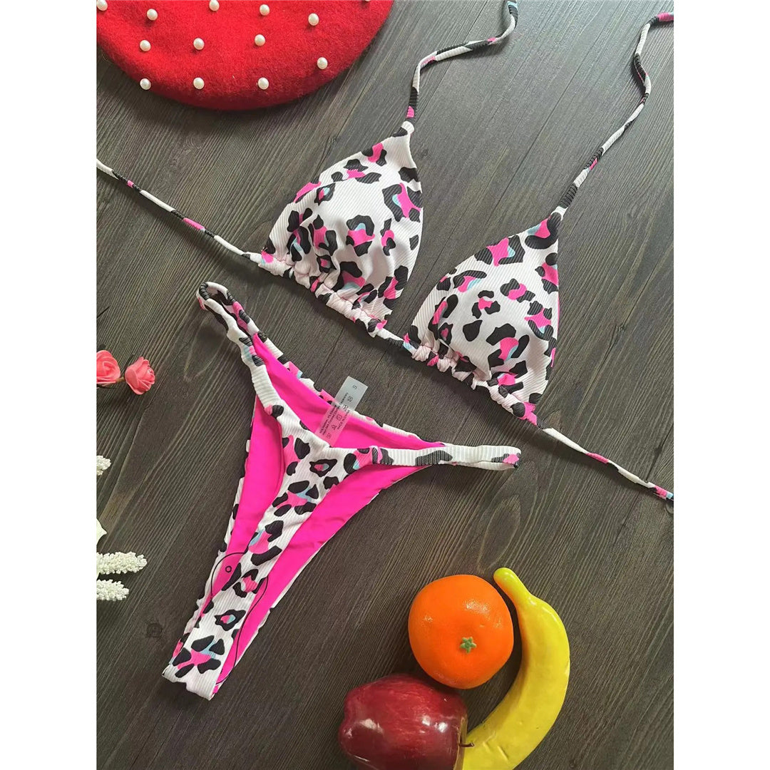 Lucy Printed Mini Micro Thong Halter Bikini