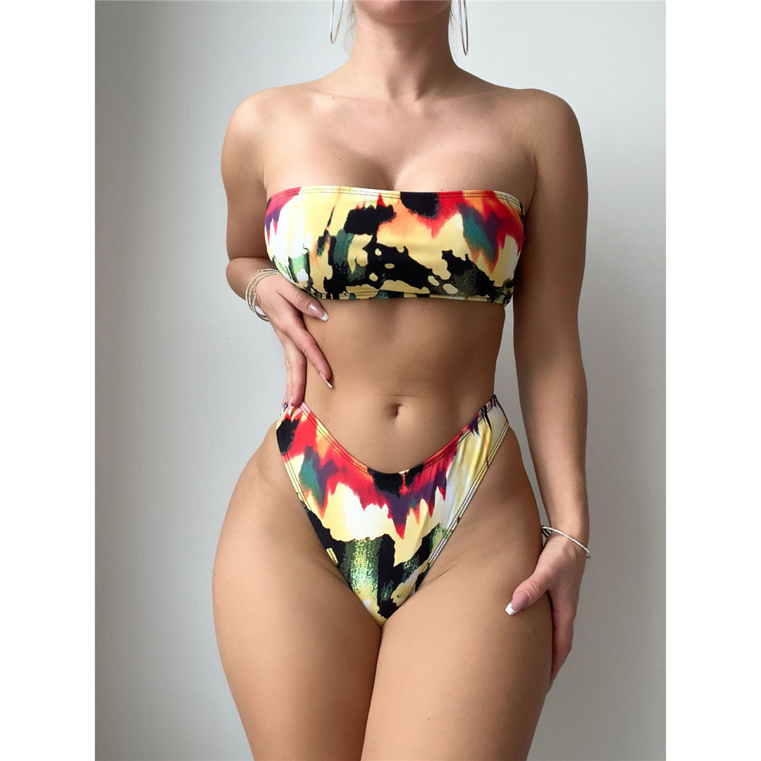 Melanie With Dress Printed Bandeau Bikini